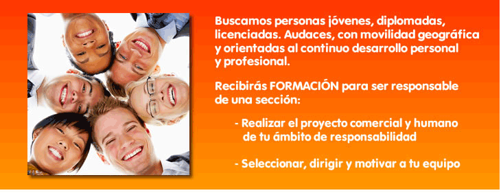 Buscamos personas joves y diplomadas. Recibirás formación
