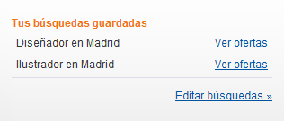 Pantalla de b�squedas guardadas