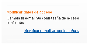 Pantalla de modificar e-mail y/o contrase&ntilde;a
