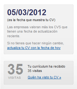 FM�dulo visitas recibidas en tu CV