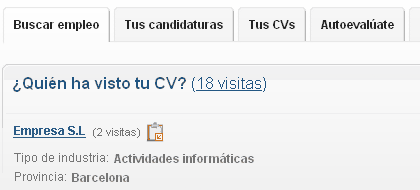 Página versión Premium de ¿Quién ha visto tu CV?
