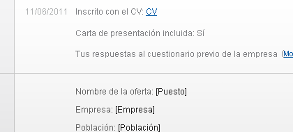 Ficha de una candidatura