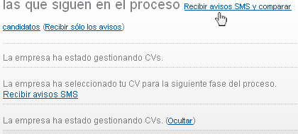 Enlace para recibir avisos SMS