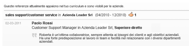 Referenze di lavoro InfoJobs.it