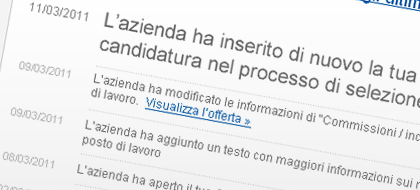 Ultimi aggiornamenti di ciascuna candidatura